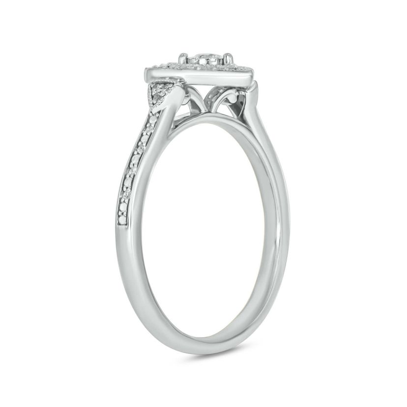 1/5 carat, Diamond Heart Halo Promise Ring in 14K White Gold