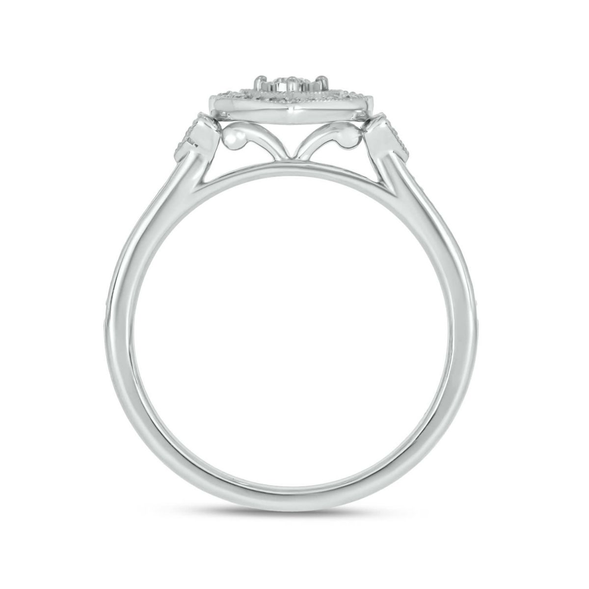 1/5 carat, Diamond Heart Halo Promise Ring in 14K White Gold