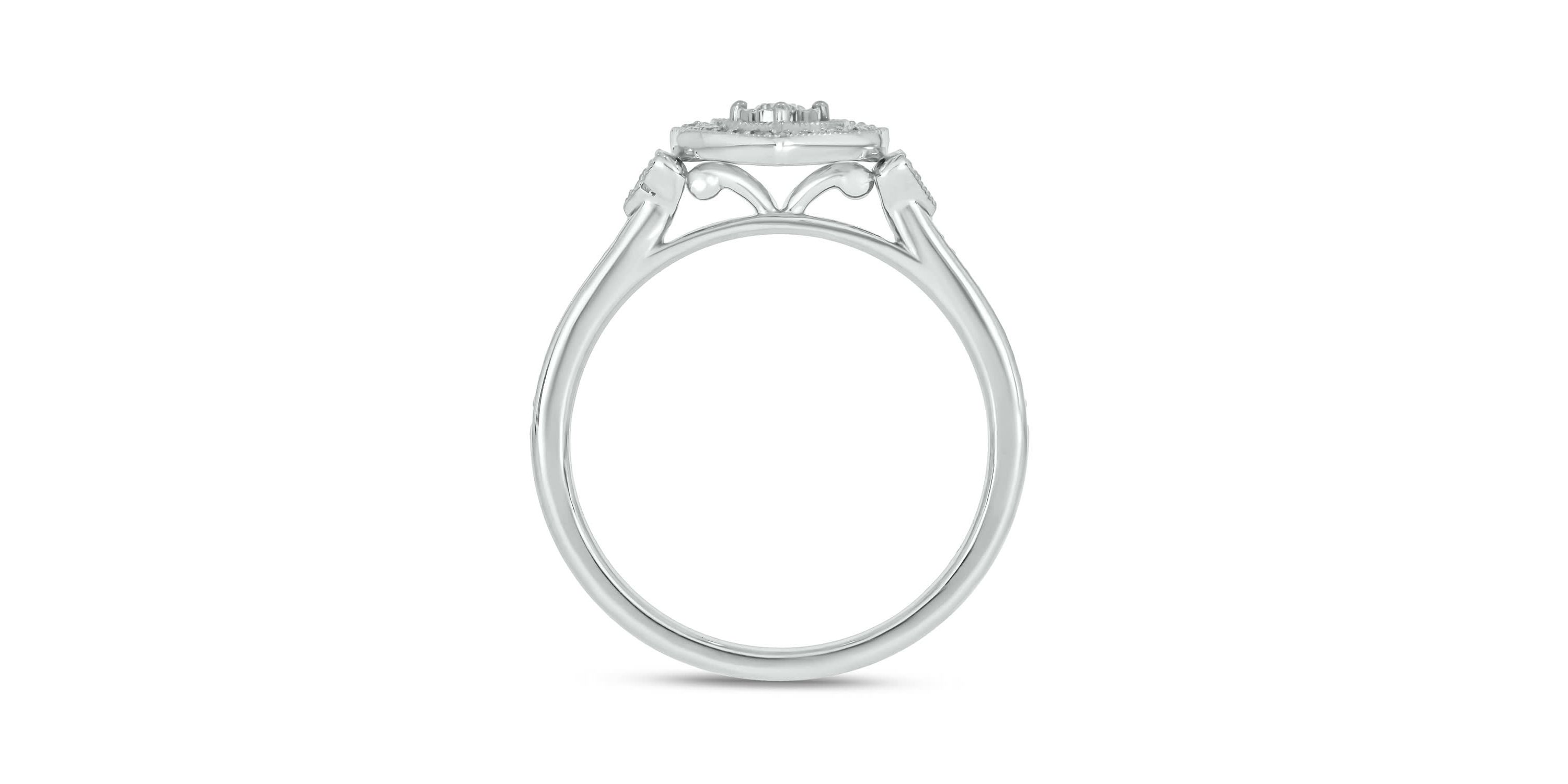 1/5 carat, Diamond Heart Halo Promise Ring in 14K White Gold