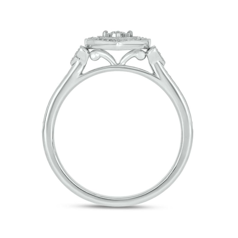 1/5 carat, Diamond Heart Halo Promise Ring in 14K White Gold