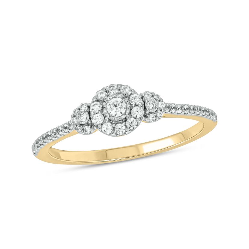 1/4 carat, Diamond Tikli,Single Halo Ring in 14K White Gold