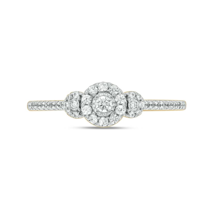 1/4 carat, Diamond Tikli,Single Halo Ring in 14K White Gold