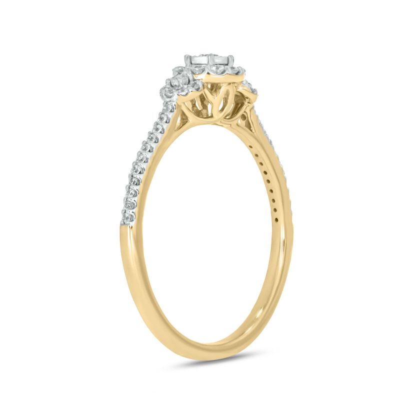 1/4 carat, Diamond Tikli,Single Halo Ring in 14K White Gold