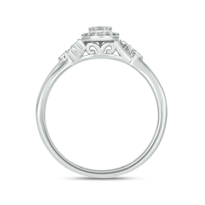 1/5 carat, Diamond Twist Shank,Pear Cluster Single Halo Ring in 14K Yellow Gold