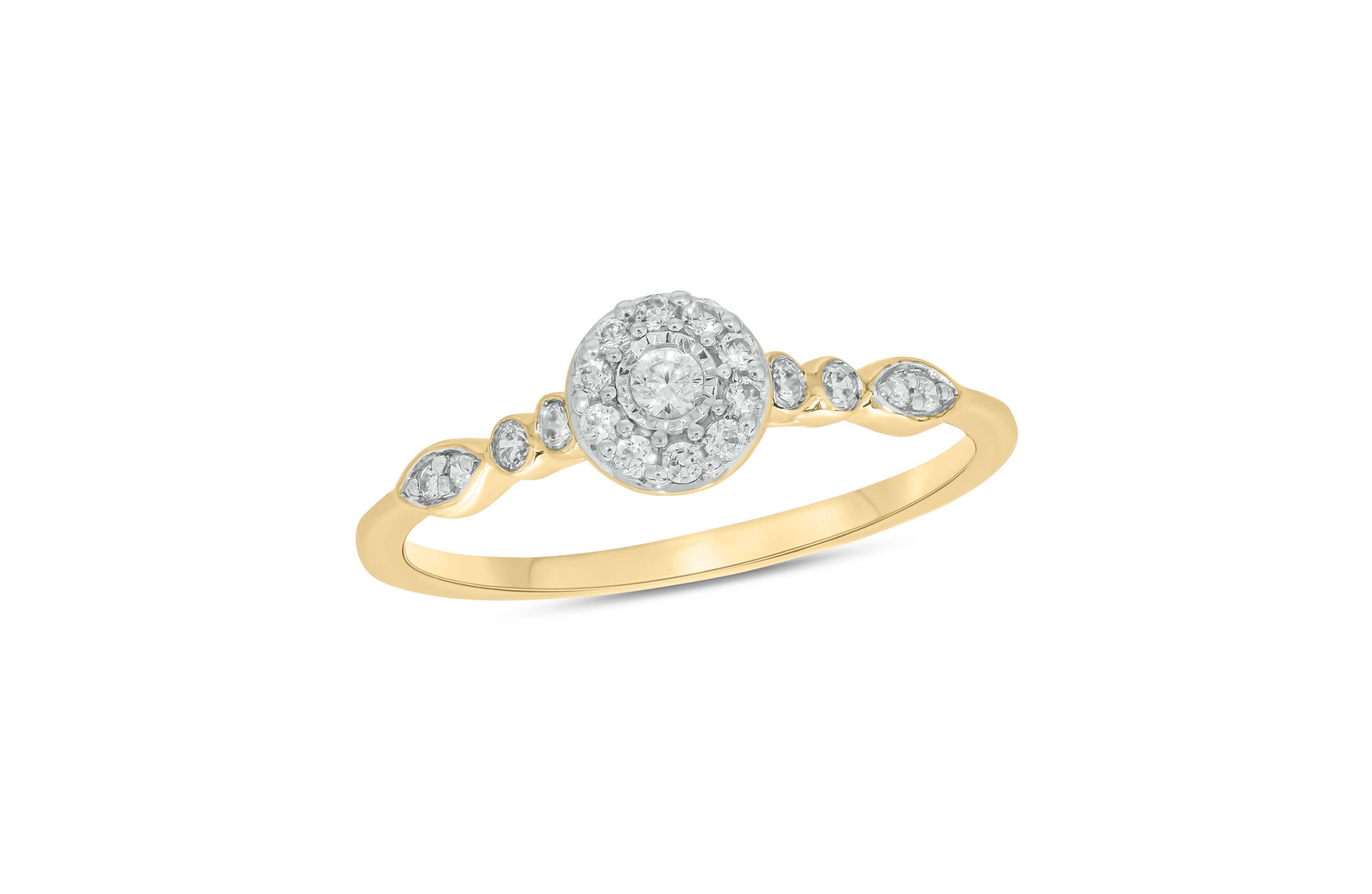 1/5 carat, Diamond Marquise Composite  Promise Ring in 14K Yellow Gold