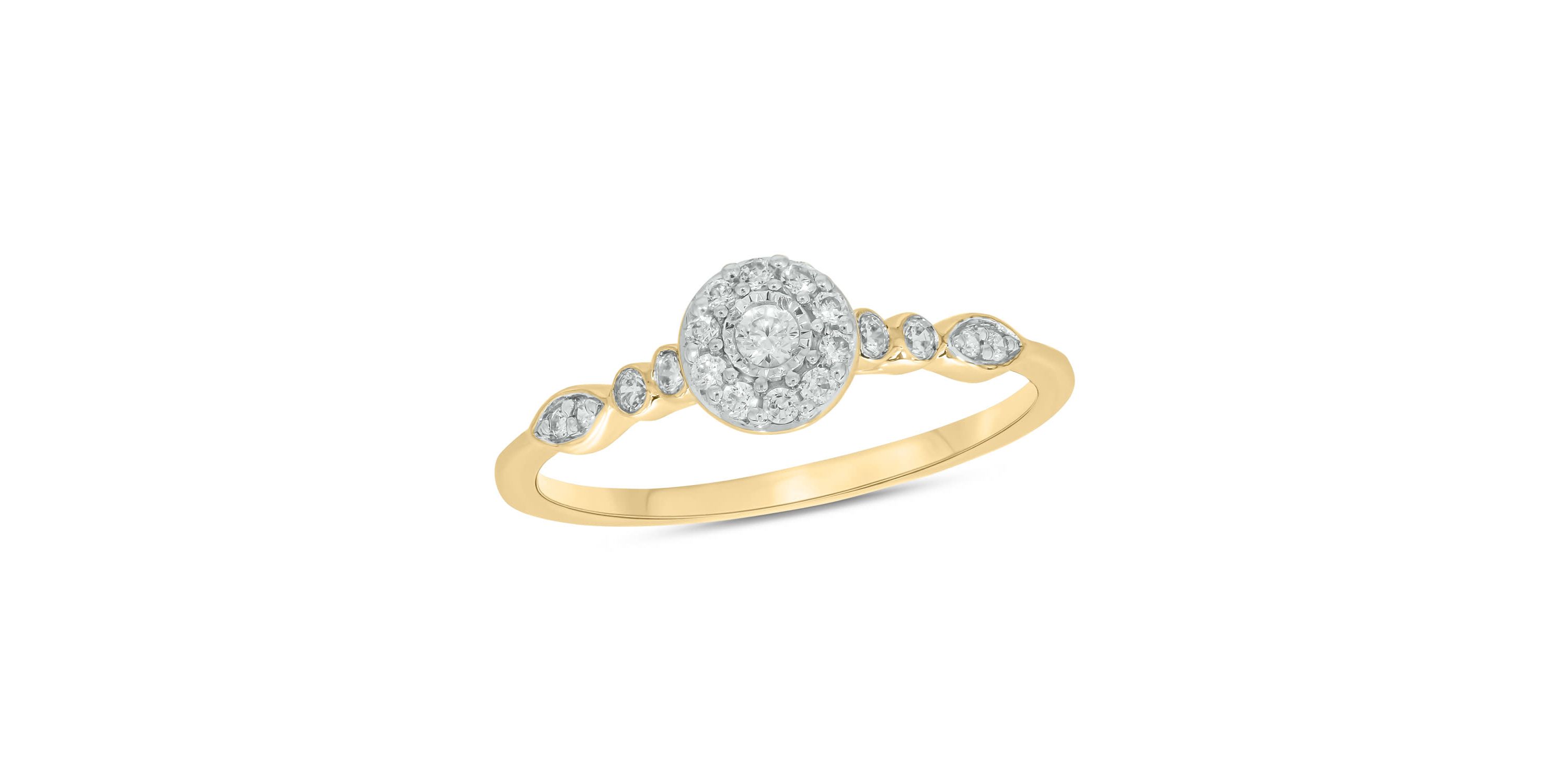 1/5 carat, Diamond Marquise Composite  Promise Ring in 14K Yellow Gold
