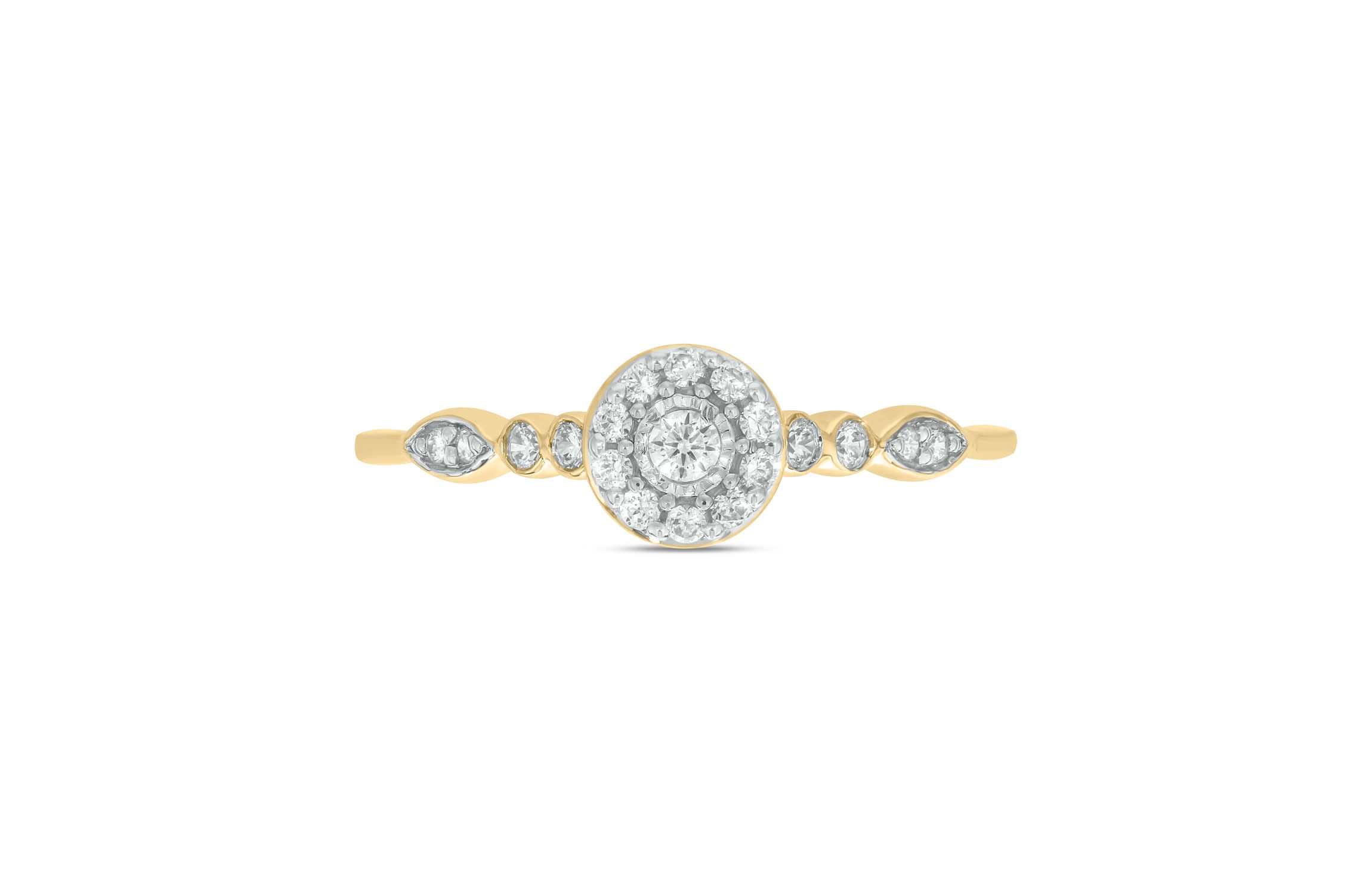 1/5 carat, Diamond Marquise Composite  Promise Ring in 14K Yellow Gold