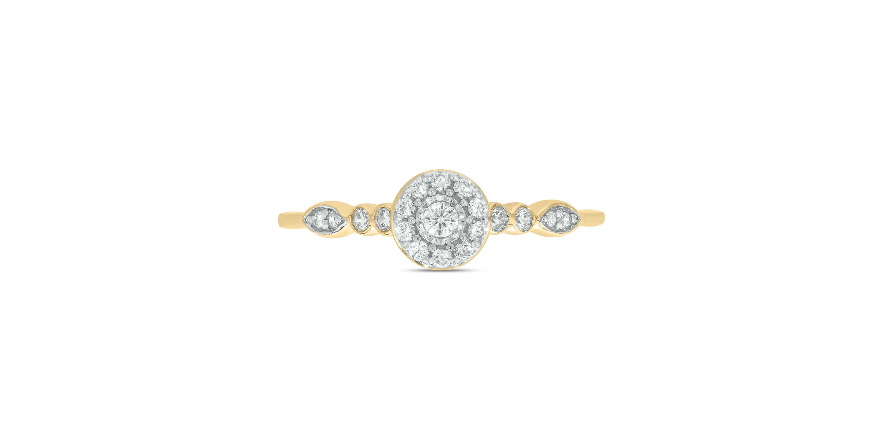 1/5 carat, Diamond Marquise Composite  Promise Ring in 14K Yellow Gold