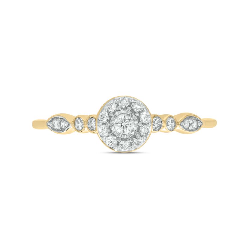 1/5 carat, Diamond Marquise Composite  Promise Ring in 14K Yellow Gold
