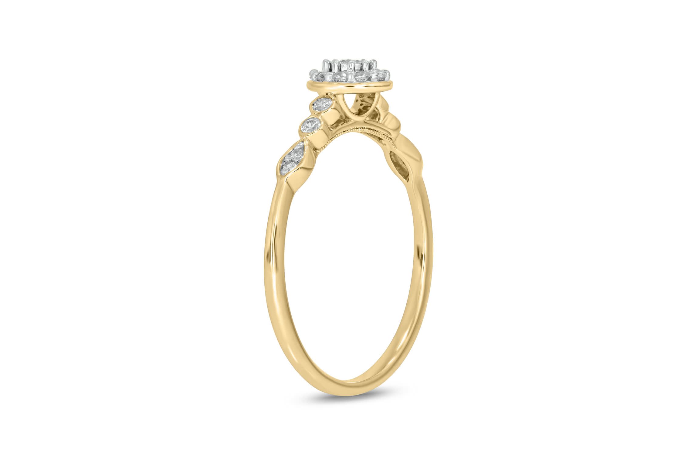 1/5 carat, Diamond Marquise Composite  Promise Ring in 14K Yellow Gold
