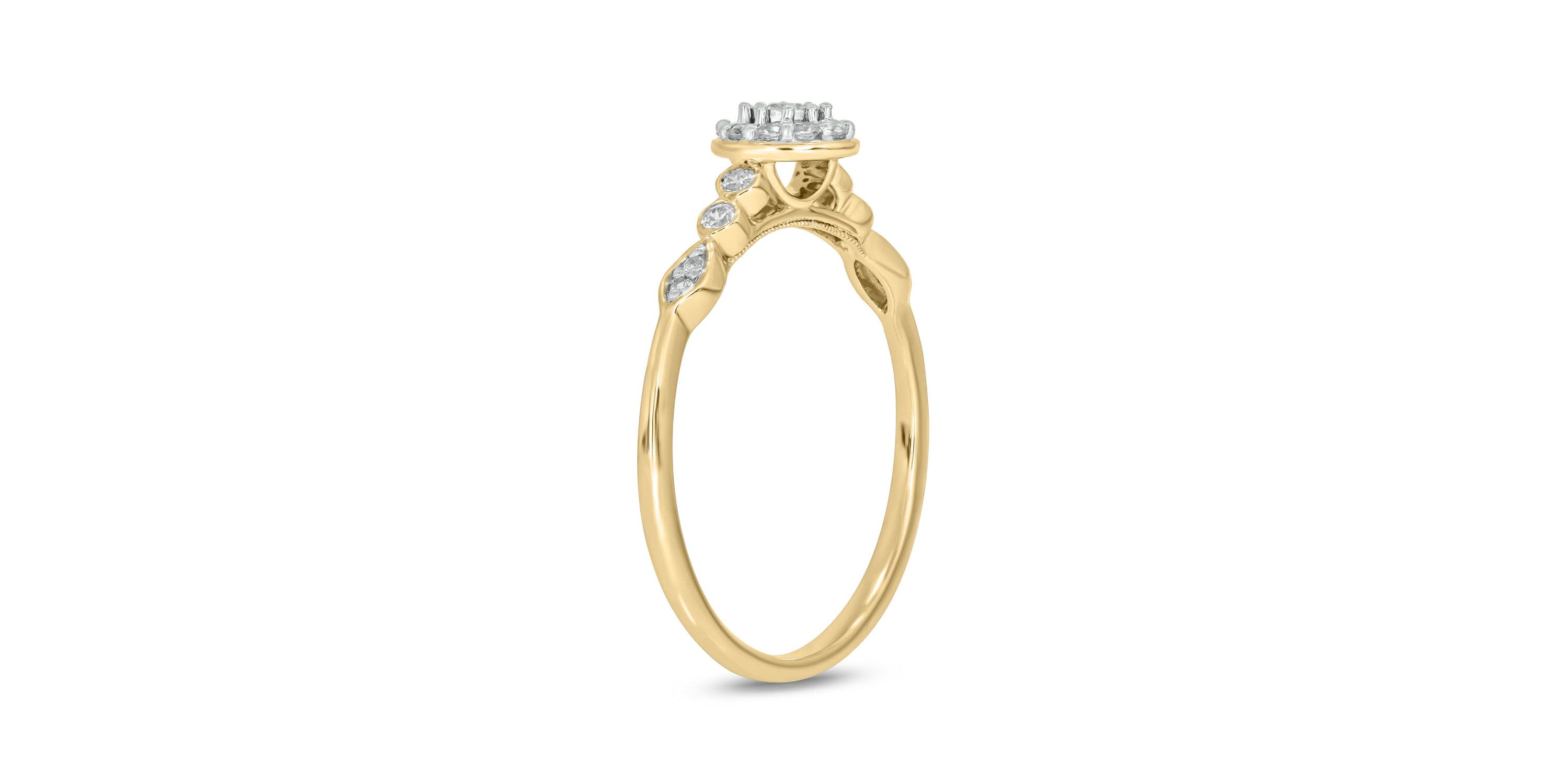 1/5 carat, Diamond Marquise Composite  Promise Ring in 14K Yellow Gold