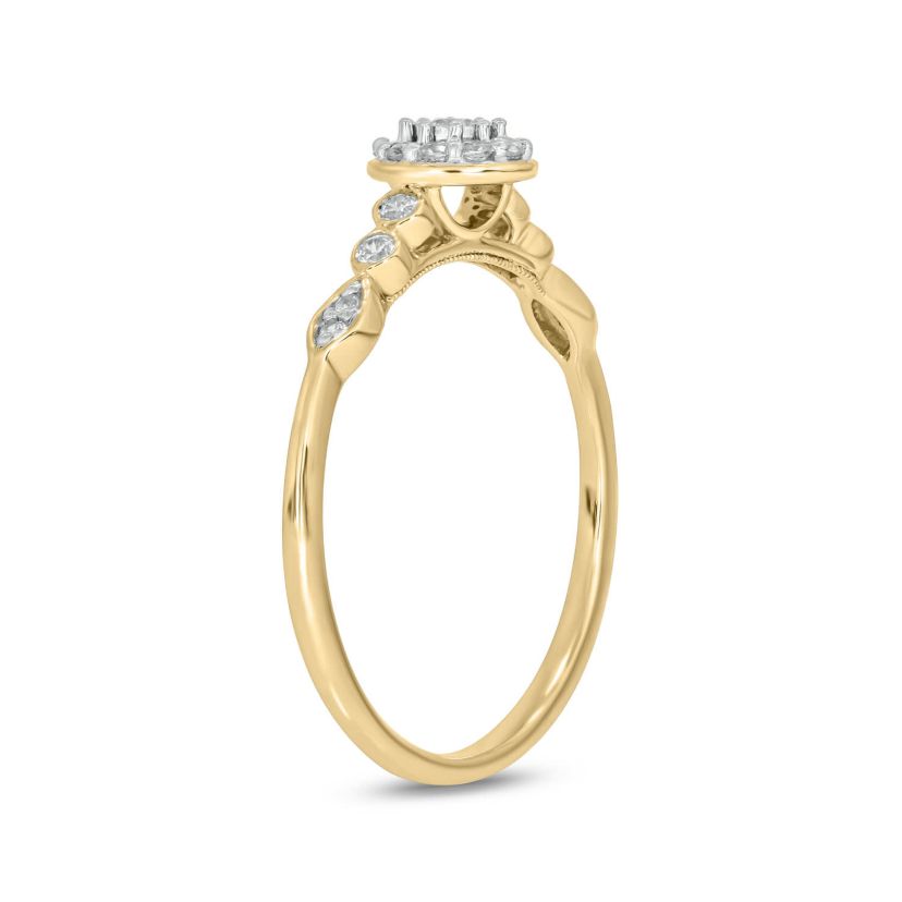 1/5 carat, Diamond Marquise Composite  Promise Ring in 14K Yellow Gold