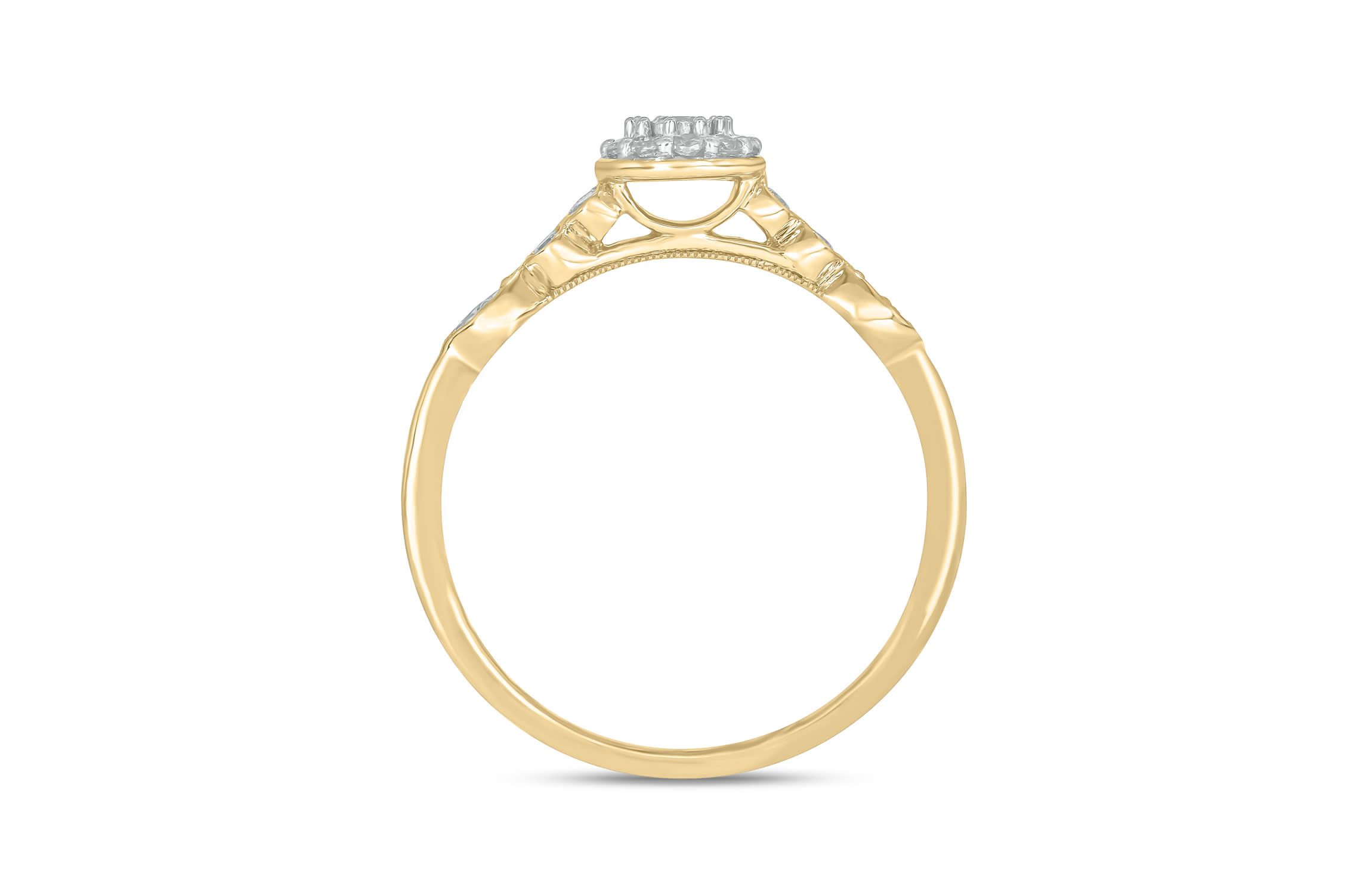 1/5 carat, Diamond Marquise Composite  Promise Ring in 14K Yellow Gold