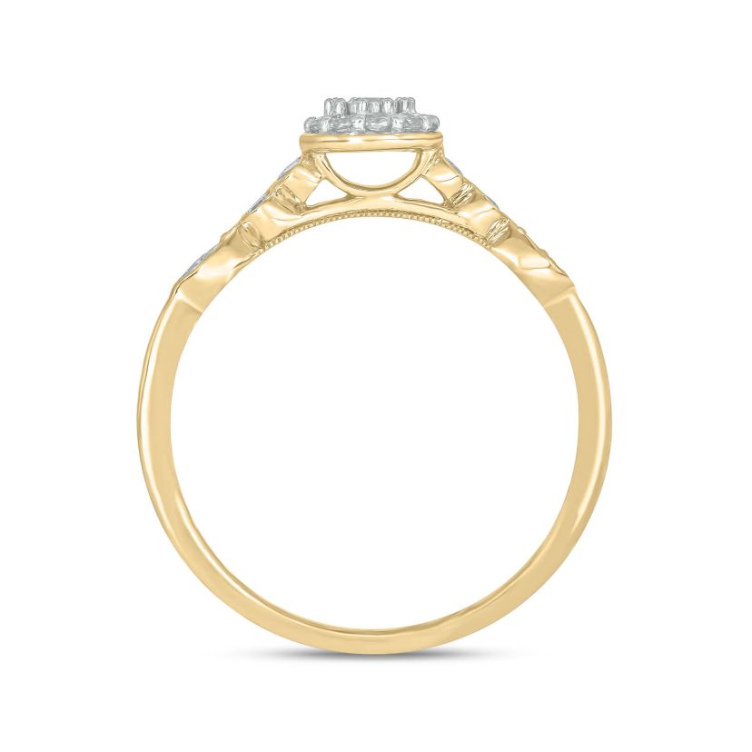 1/5 carat, Diamond Marquise Composite  Promise Ring in 14K Yellow Gold