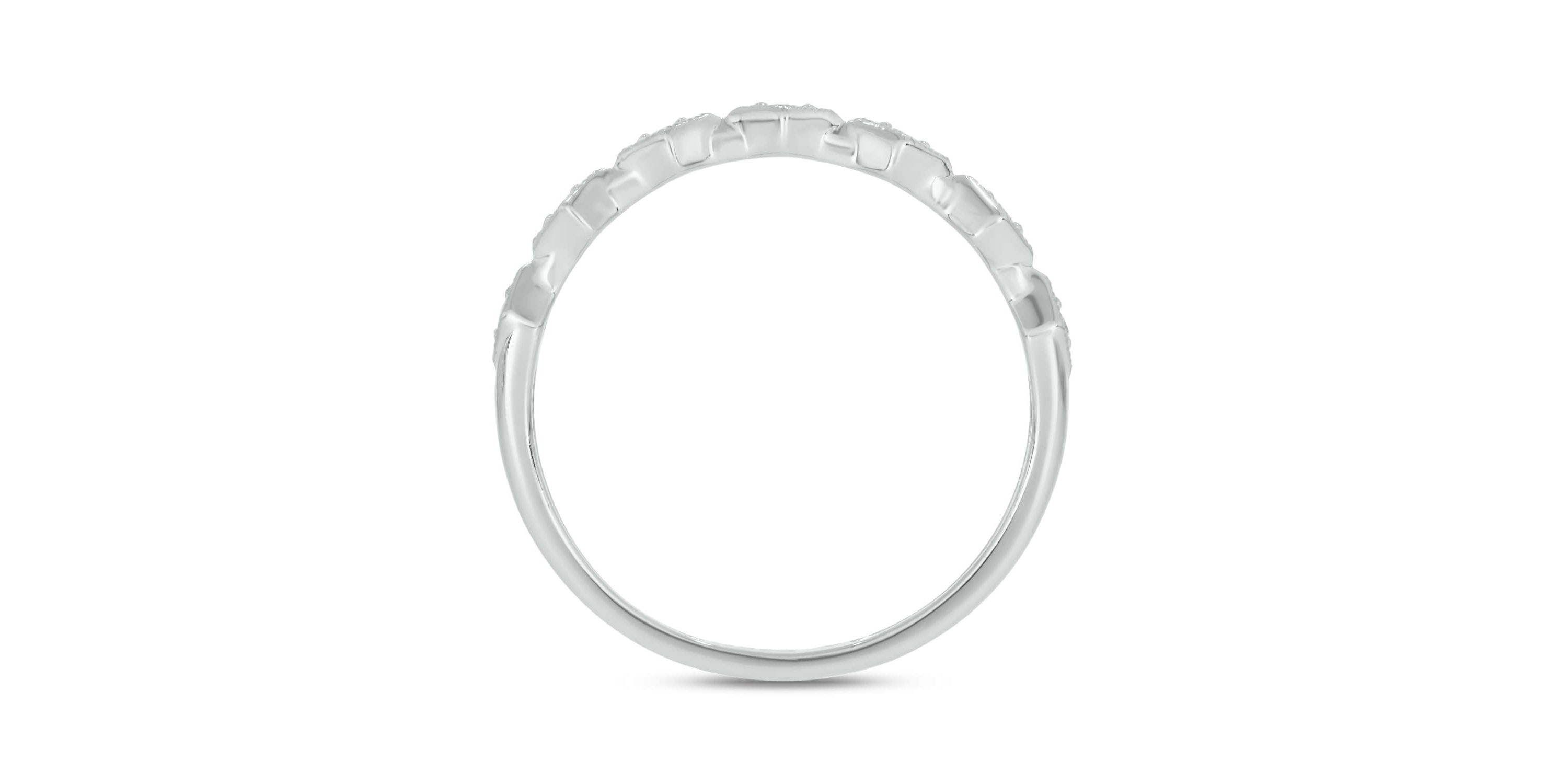 Diamond Accent Milgrain Anniversary Band Ring in 14K White Gold