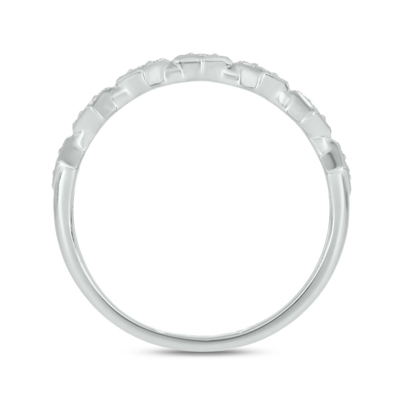 Diamond Accent Milgrain Anniversary Band Ring in 14K White Gold