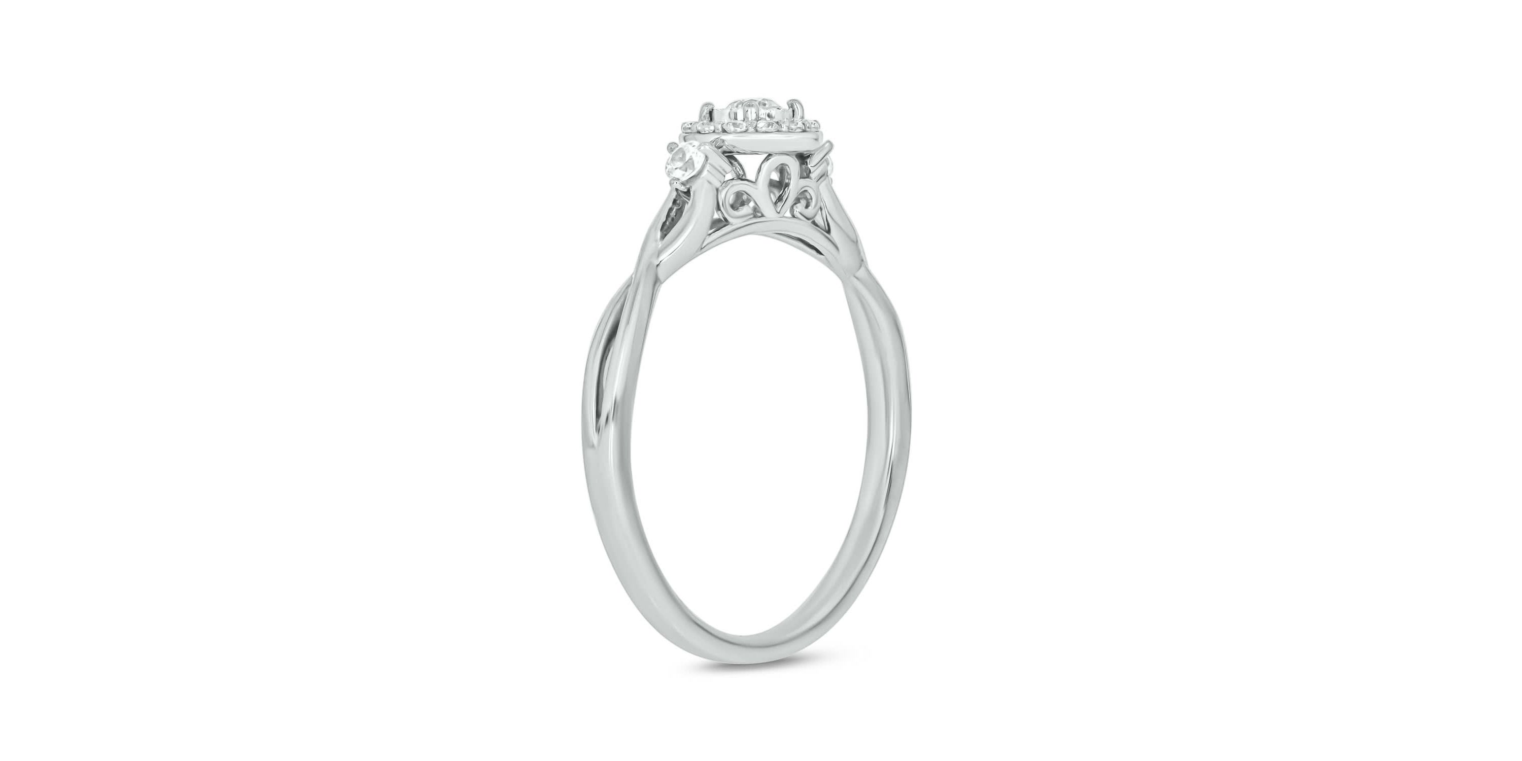 1/5 carat, Diamond Twist Shank,Sinle Halo Ring in 14K White Gold