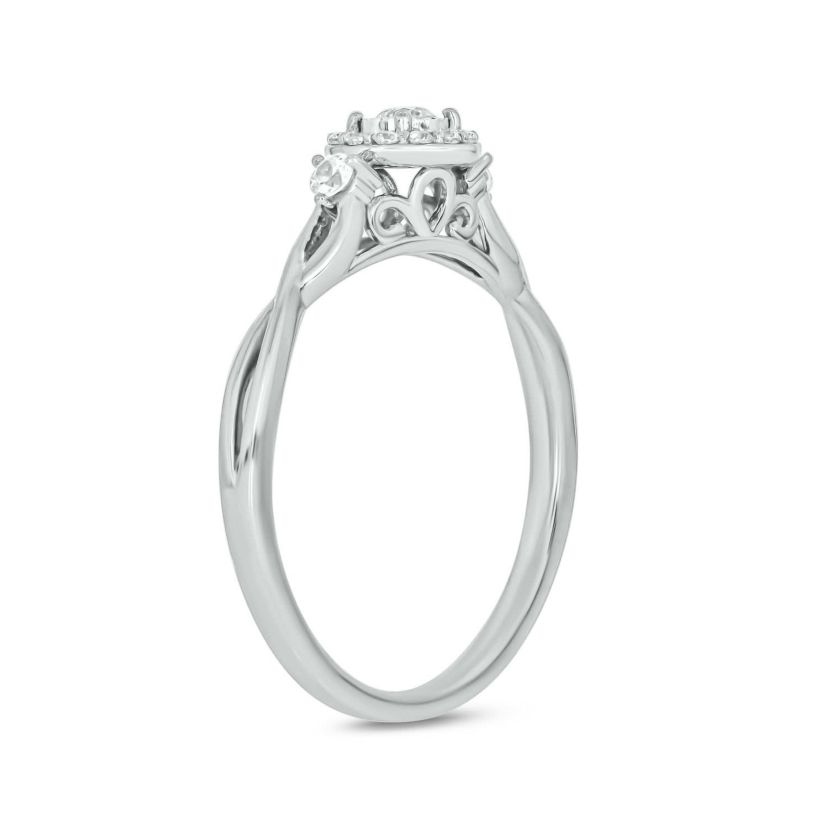 1/5 carat, Diamond Twist Shank,Sinle Halo Ring in 14K White Gold