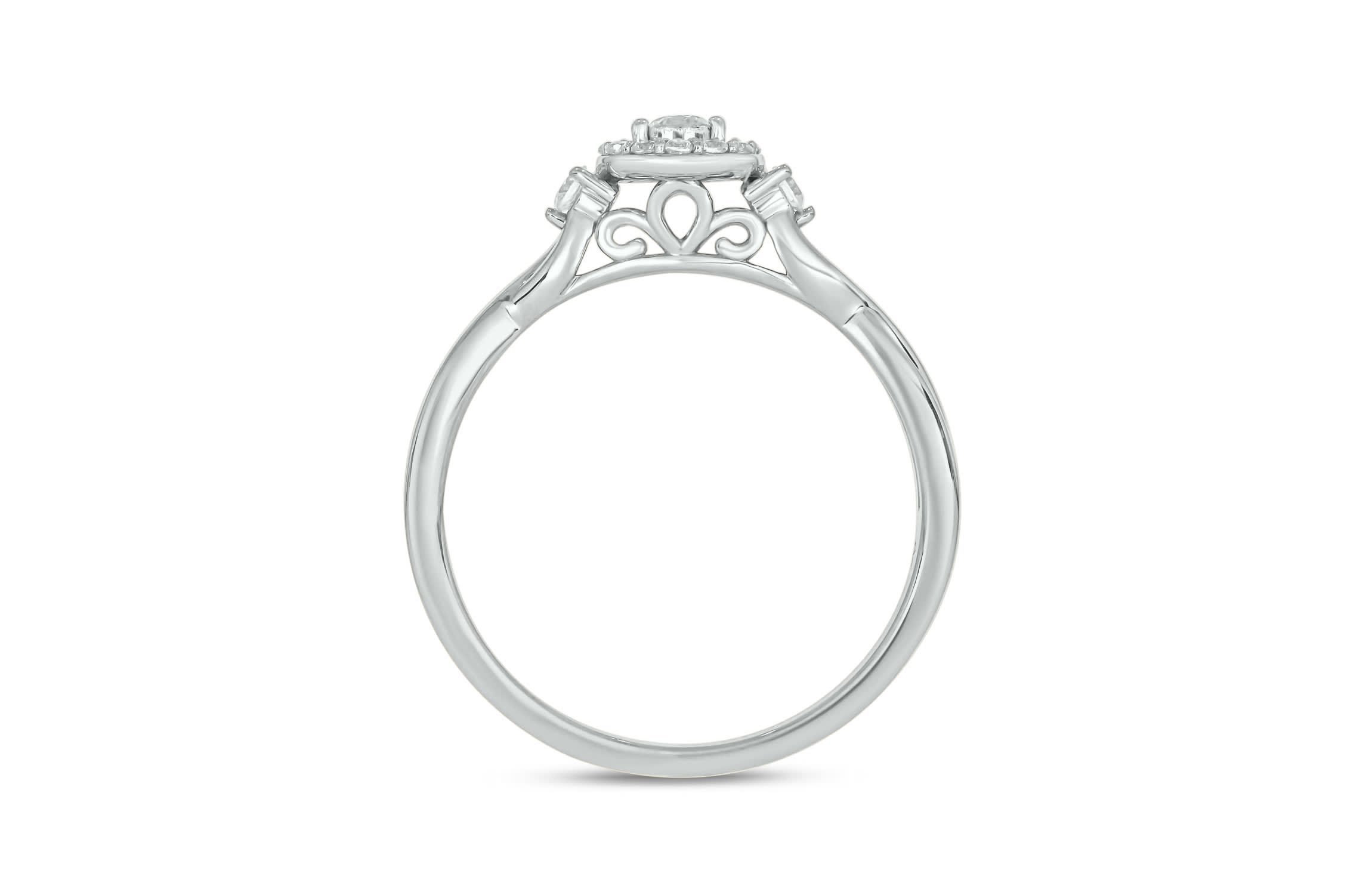 1/5 carat, Diamond Twist Shank,Sinle Halo Ring in 14K White Gold