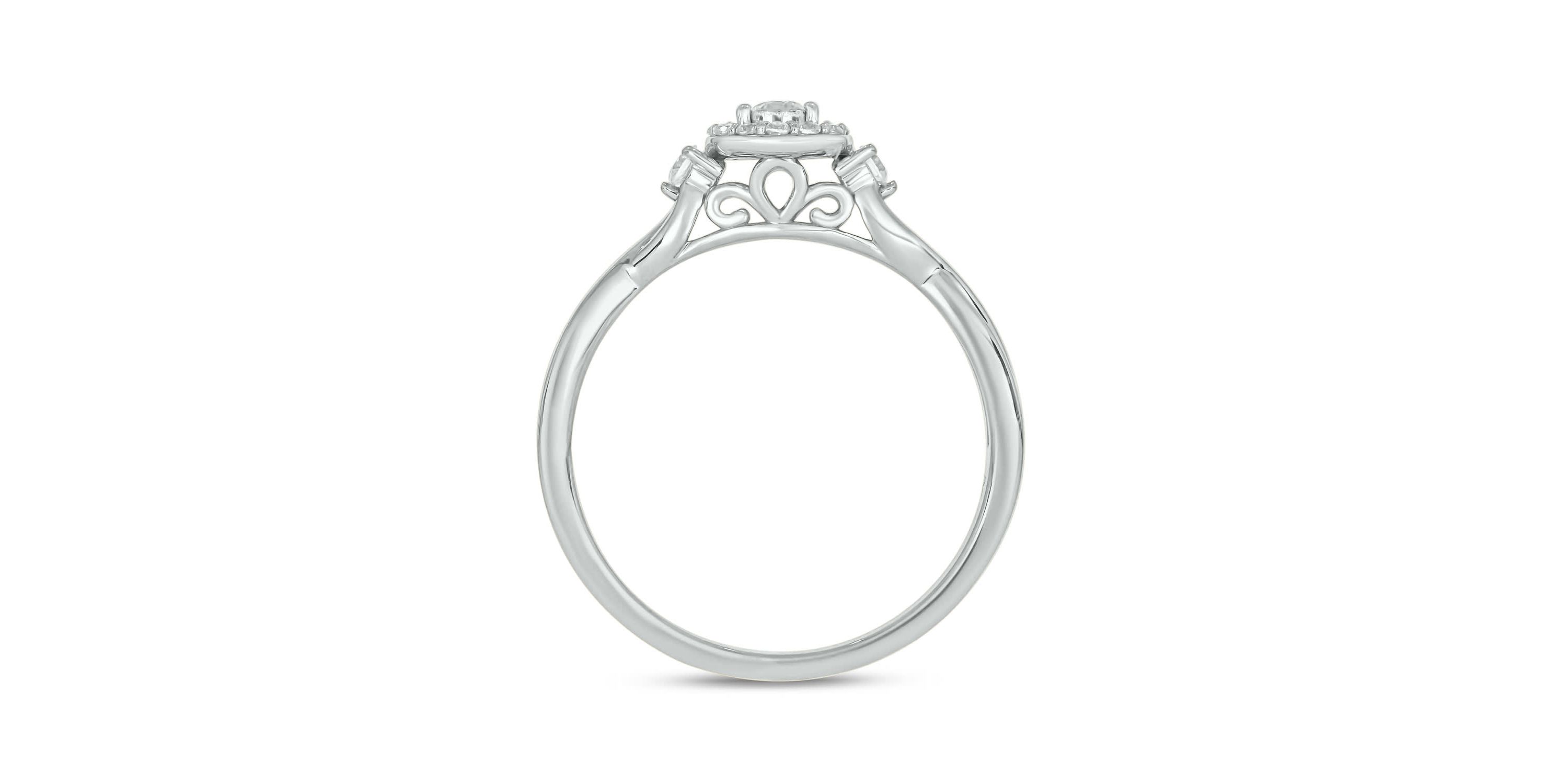 1/5 carat, Diamond Twist Shank,Sinle Halo Ring in 14K White Gold