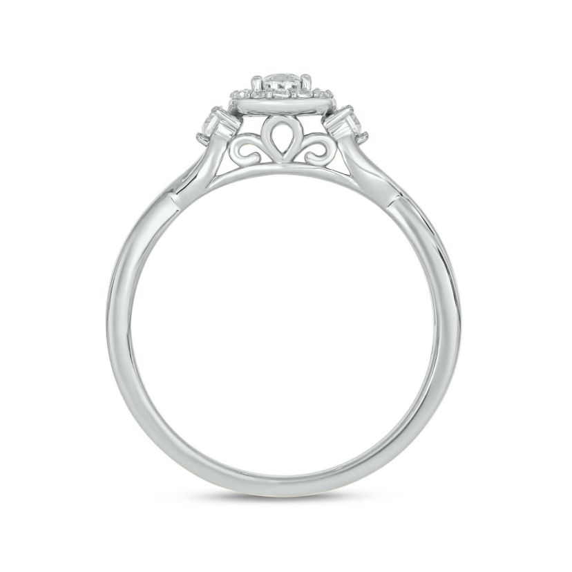 1/5 carat, Diamond Twist Shank,Sinle Halo Ring in 14K White Gold