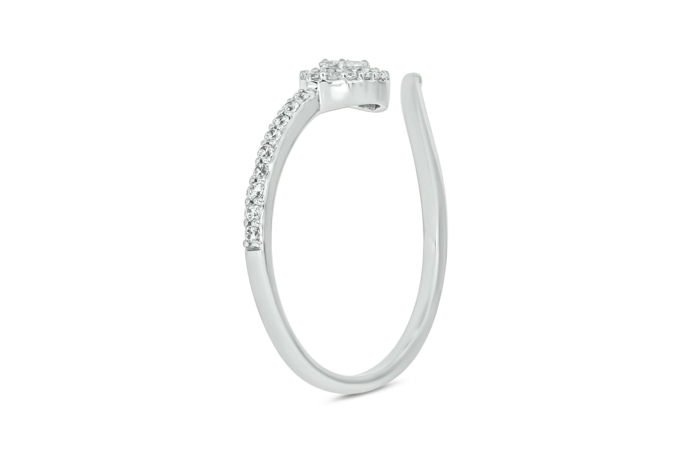 1/6 carat, Diamond Round & Baguette Marquise Composite, By Pass Ring  Band in 14K White Gold