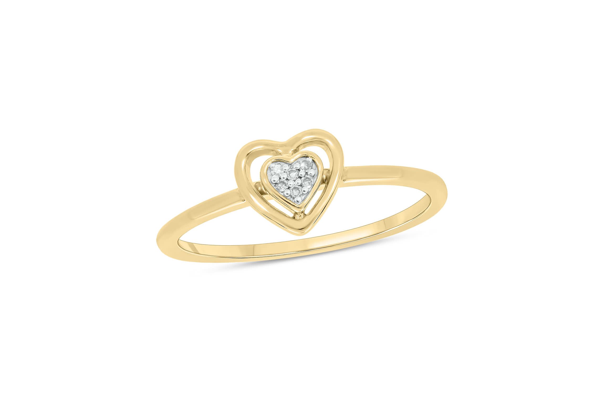 Diamond Accent Heart & Center Heart Cluster Ring in 14K White Gold