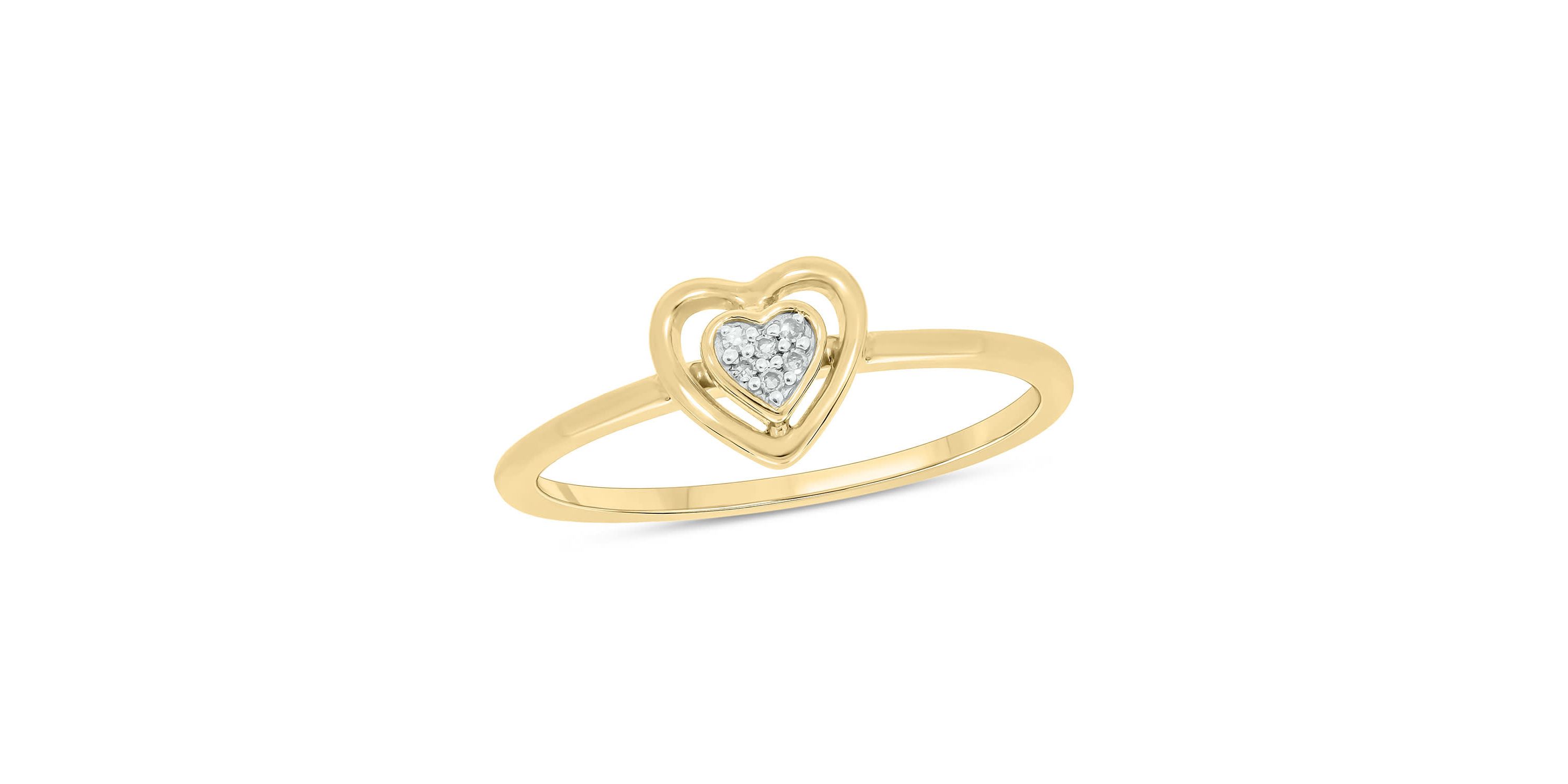 Diamond Accent Heart & Center Heart Cluster Ring in 14K White Gold