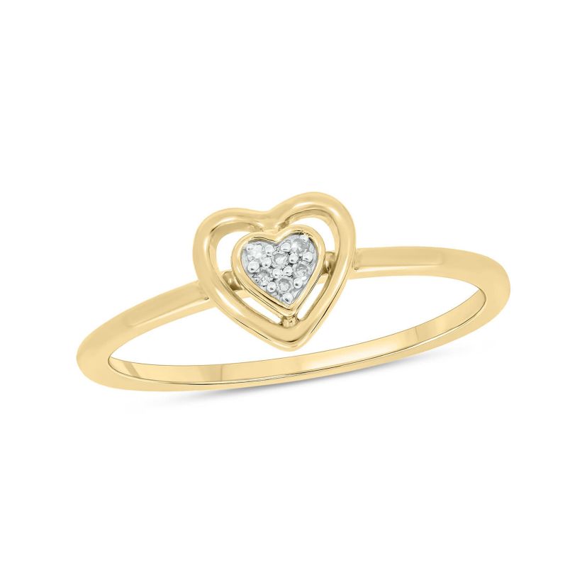 Diamond Accent Heart & Center Heart Cluster Ring in 14K White Gold