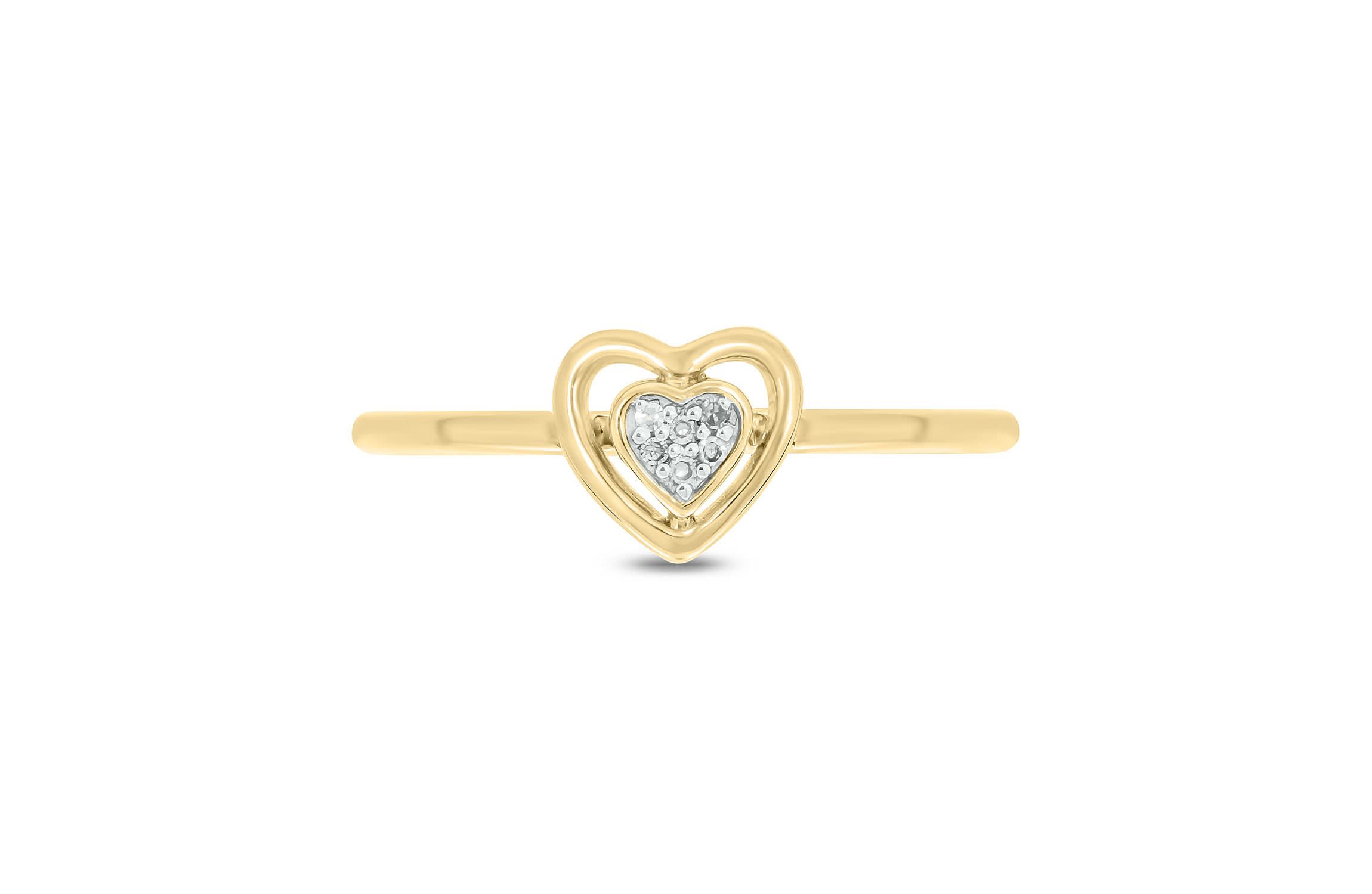 Diamond Accent Heart & Center Heart Cluster Ring in 14K White Gold