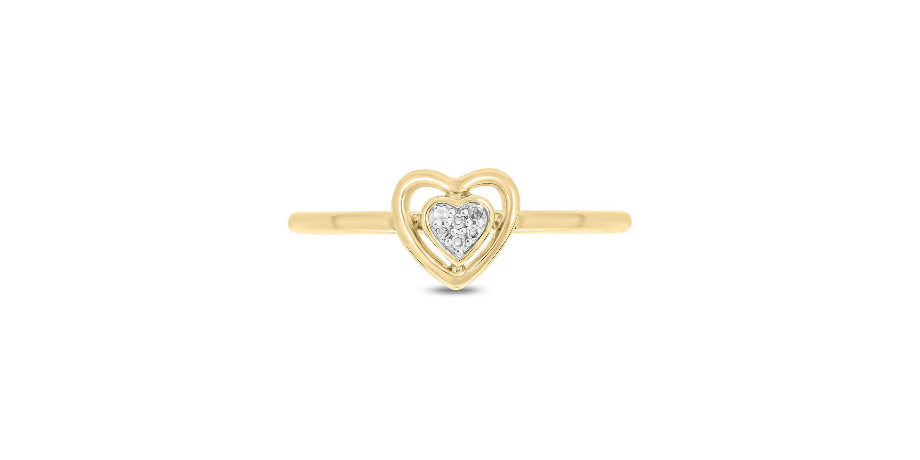 Diamond Accent Heart & Center Heart Cluster Ring in 14K White Gold