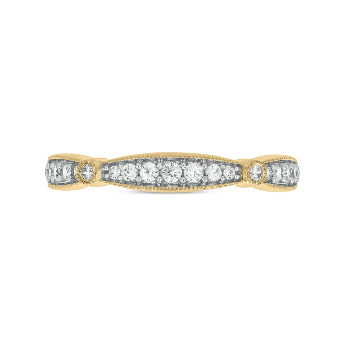 1/6 carat, Diamond Milgrain Anniversary Ring in 14K Yellow Gold