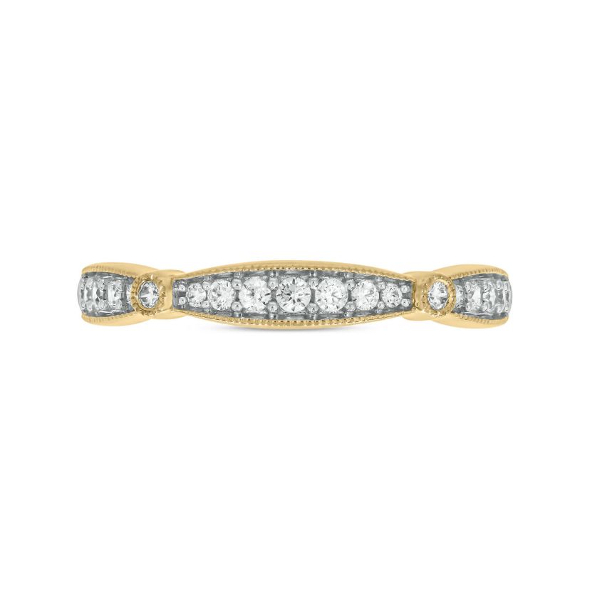1/6 carat, Diamond Milgrain Anniversary Ring in 14K Yellow Gold