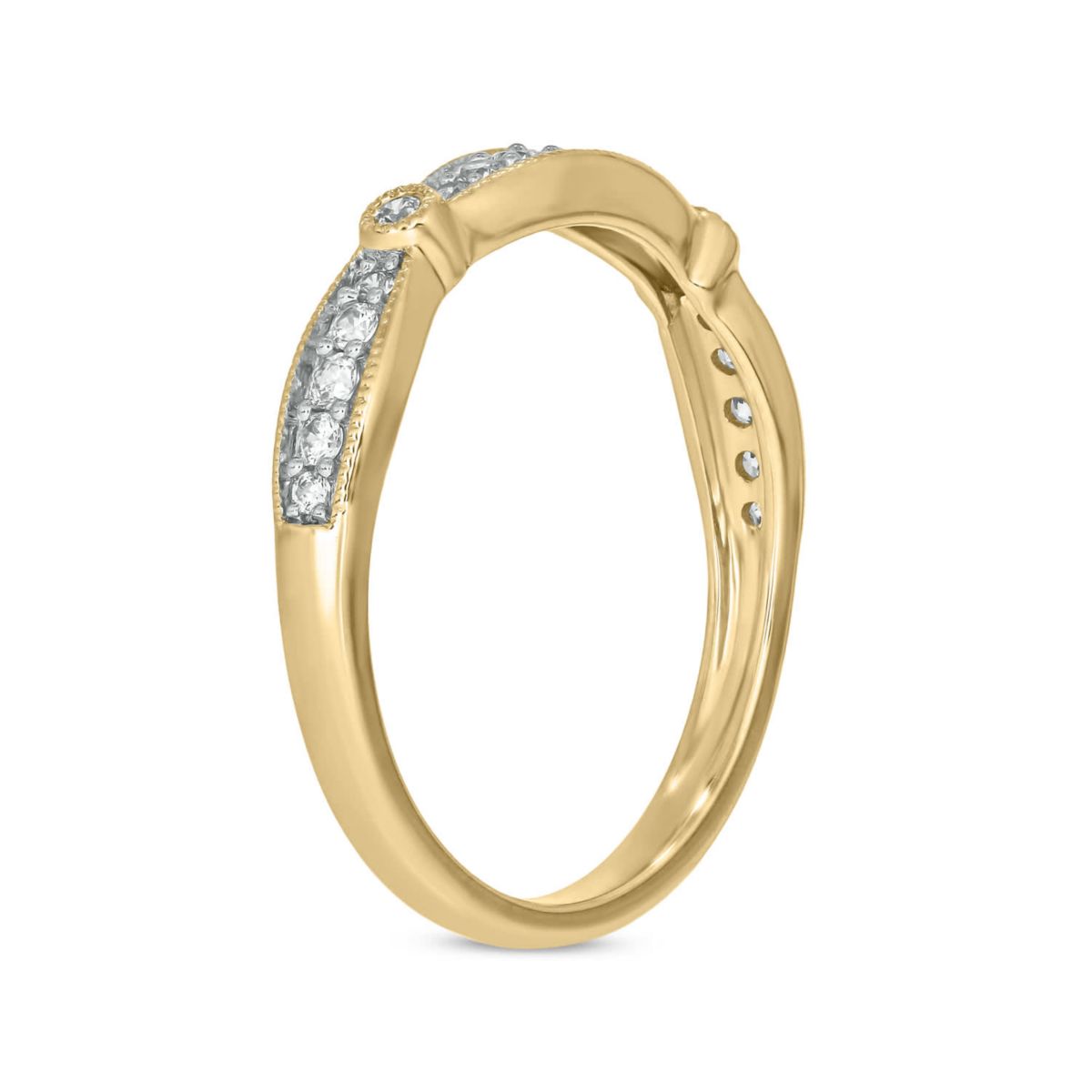 1/6 carat, Diamond Milgrain Anniversary Ring in 14K Yellow Gold