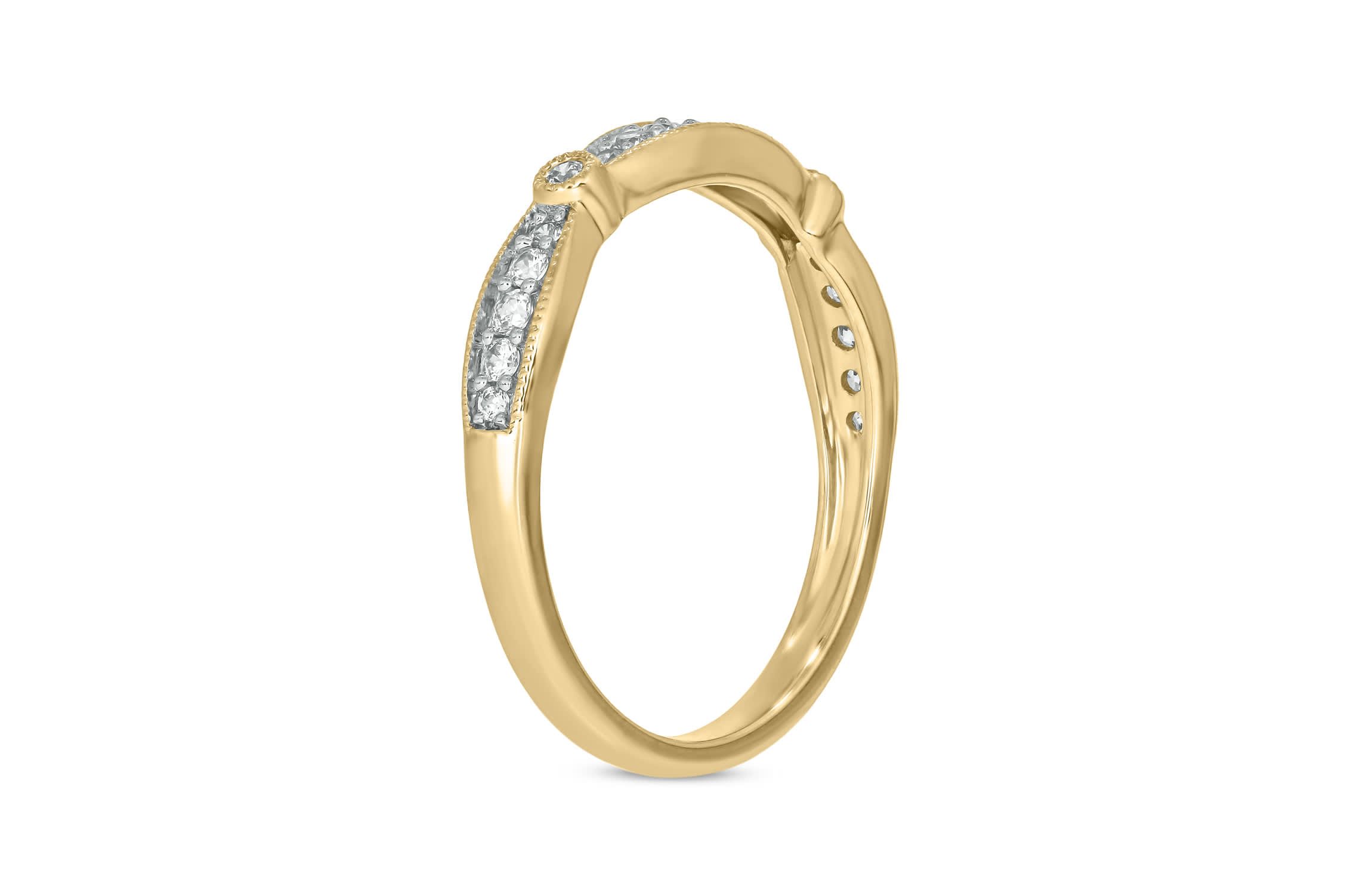 1/6 carat, Diamond Milgrain Anniversary Ring in 14K Yellow Gold
