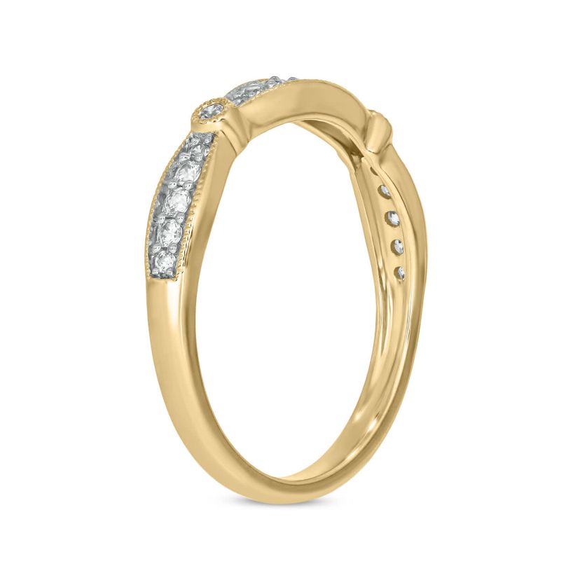 1/6 carat, Diamond Milgrain Anniversary Ring in 14K Yellow Gold