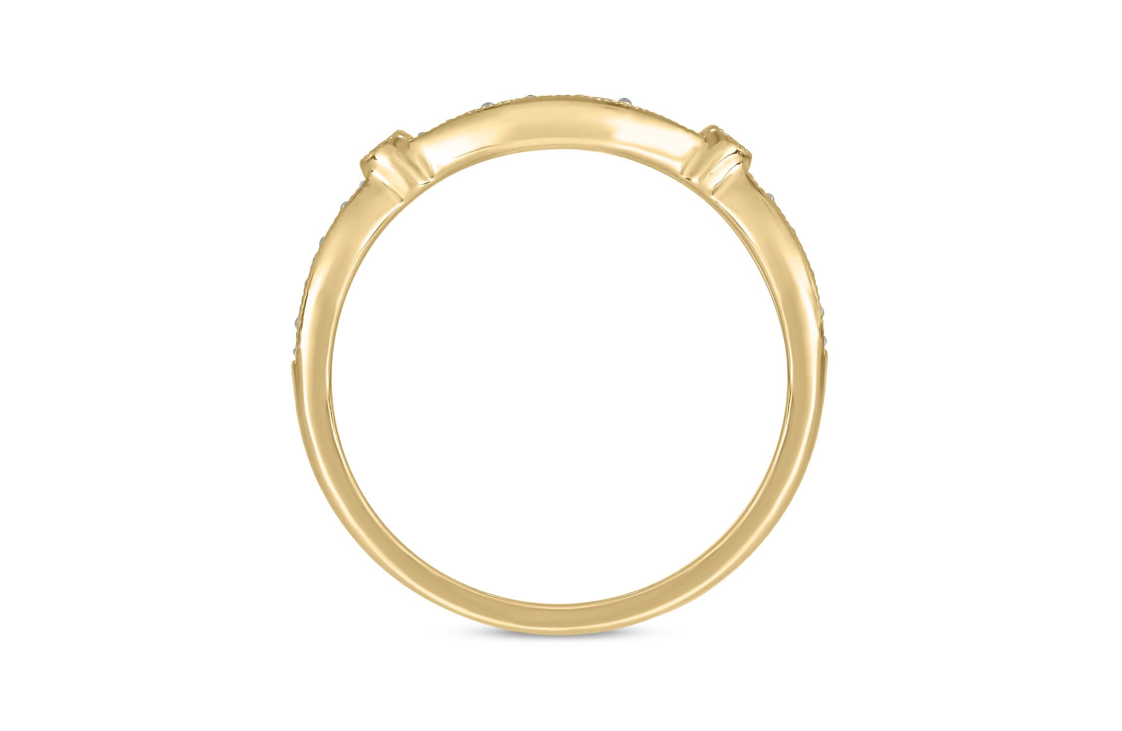1/6 carat, Diamond Milgrain Anniversary Ring in 14K Yellow Gold