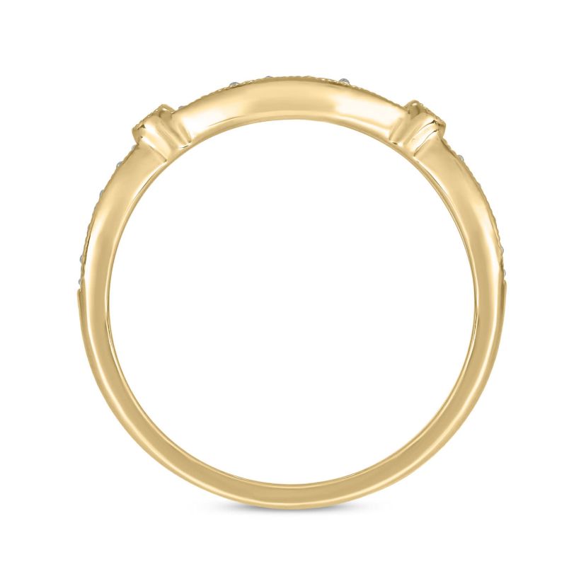 1/6 carat, Diamond Milgrain Anniversary Ring in 14K Yellow Gold