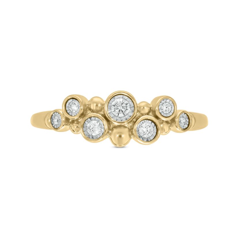1/10 carat, Diamond Tikli & Bubble Texture Ring in 14K White Gold