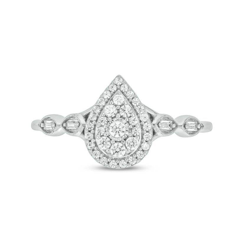 1/4 carat, Diamond Tikli,Pear Cluster Milgrain  Ring in 14K Yellow Gold