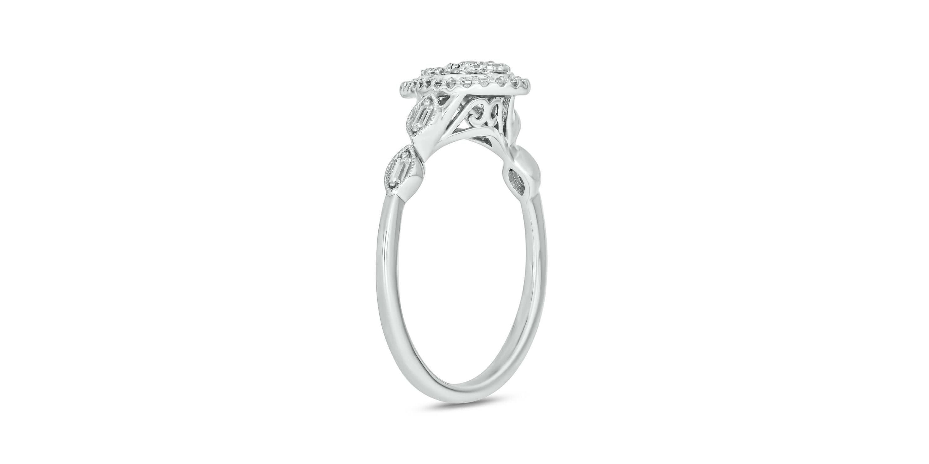 1/4 carat, Diamond Tikli,Pear Cluster Milgrain  Ring in 14K Yellow Gold