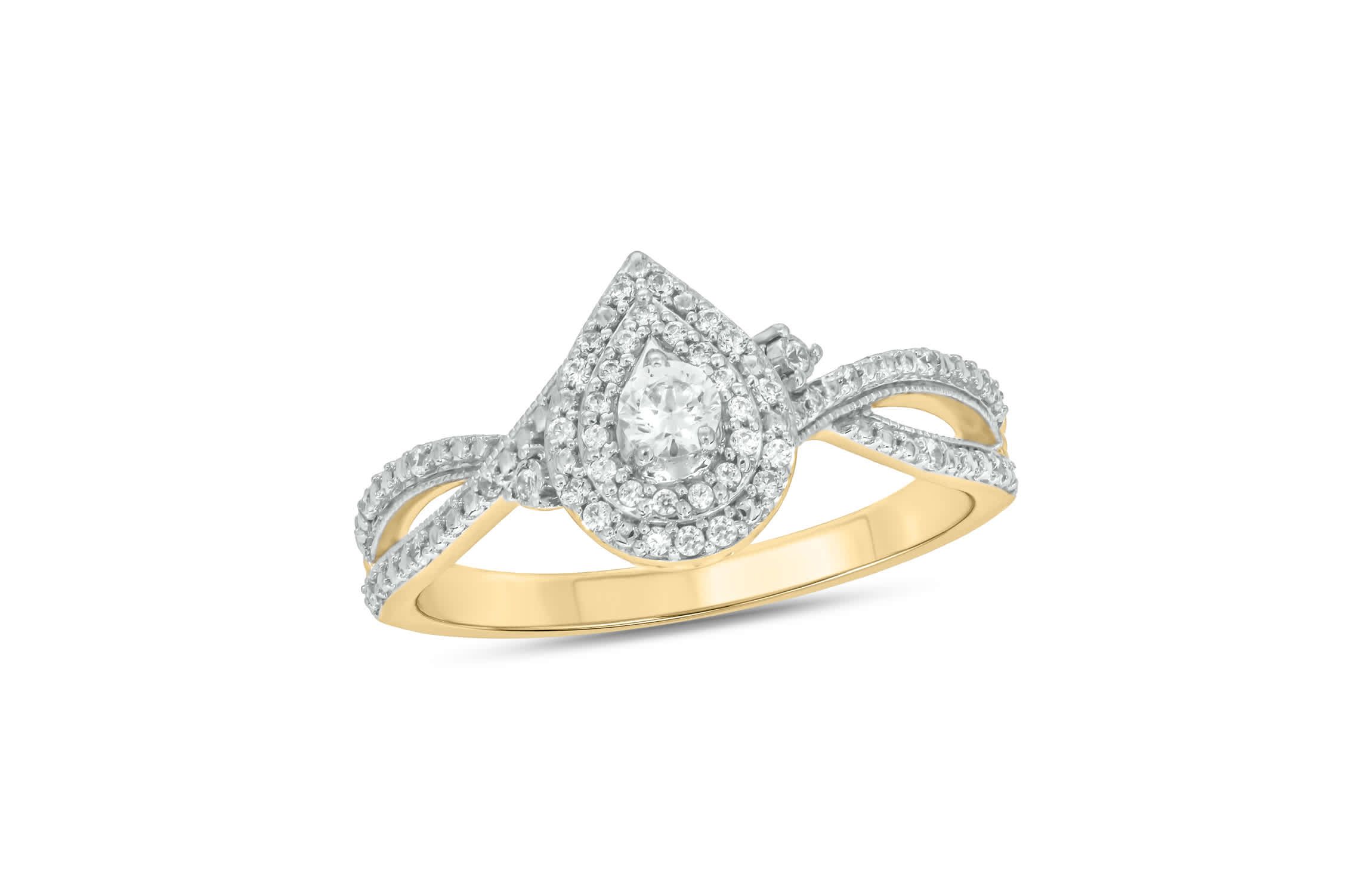 1/4 carat, Diamond Shank Milgrain,Double Halo Ring in 14K White Gold