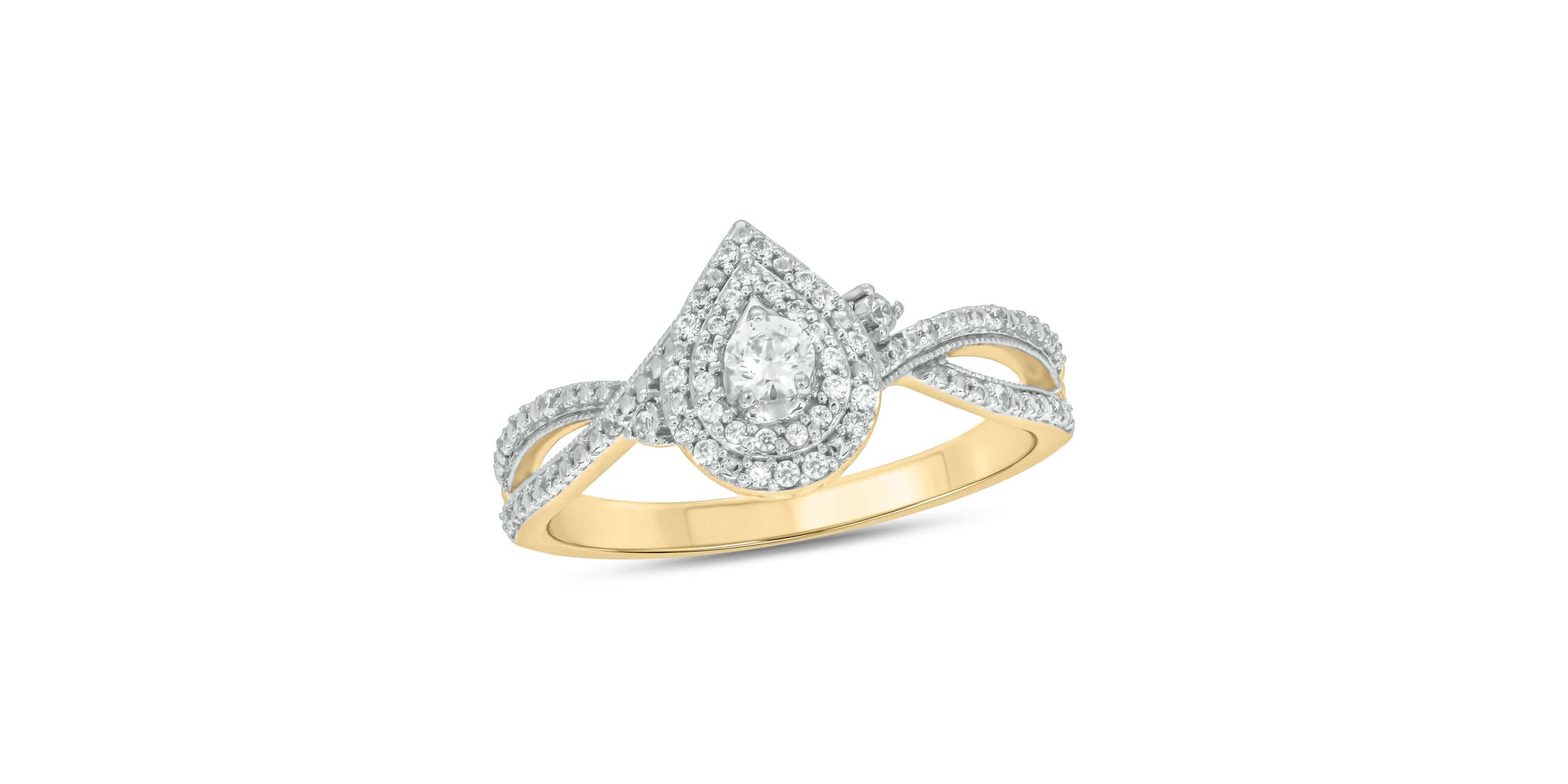 1/4 carat, Diamond Shank Milgrain,Double Halo Ring in 14K White Gold