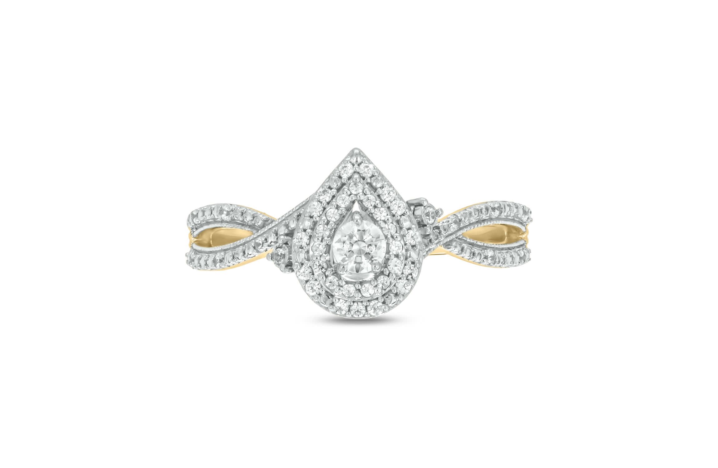 1/4 carat, Diamond Shank Milgrain,Double Halo Ring in 14K White Gold