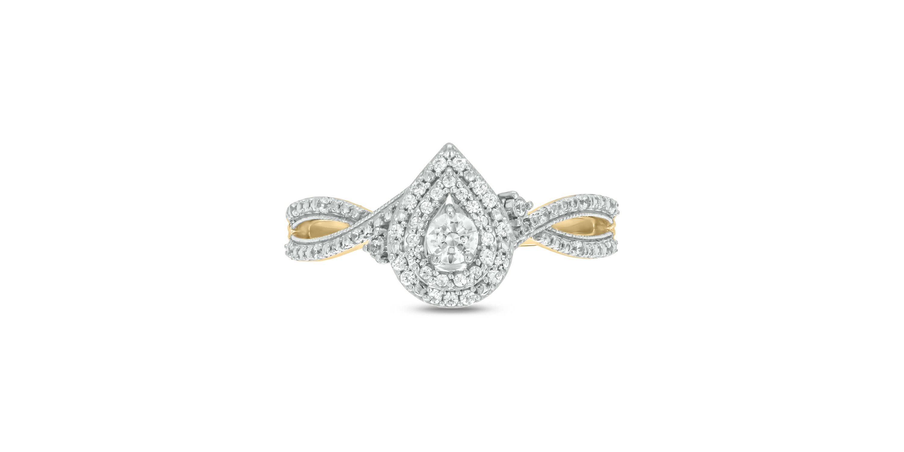 1/4 carat, Diamond Shank Milgrain,Double Halo Ring in 14K White Gold