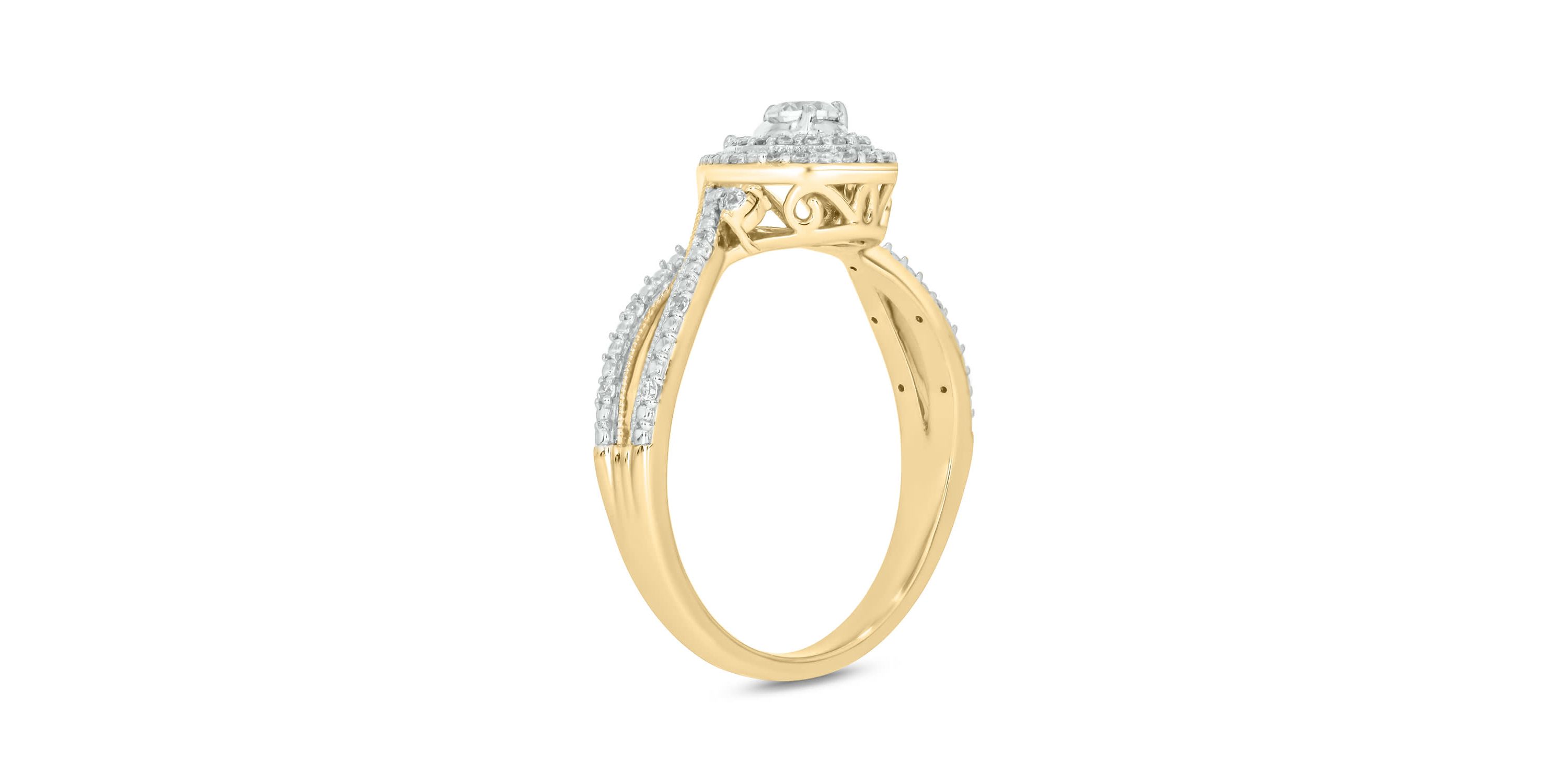 1/4 carat, Diamond Shank Milgrain,Double Halo Ring in 14K White Gold