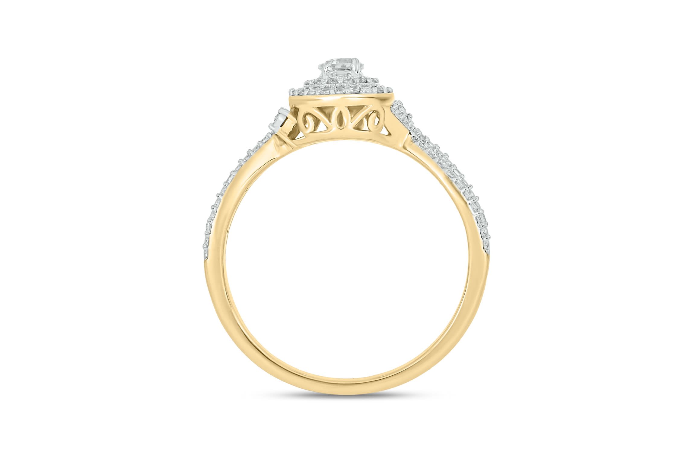 1/4 carat, Diamond Shank Milgrain,Double Halo Ring in 14K White Gold