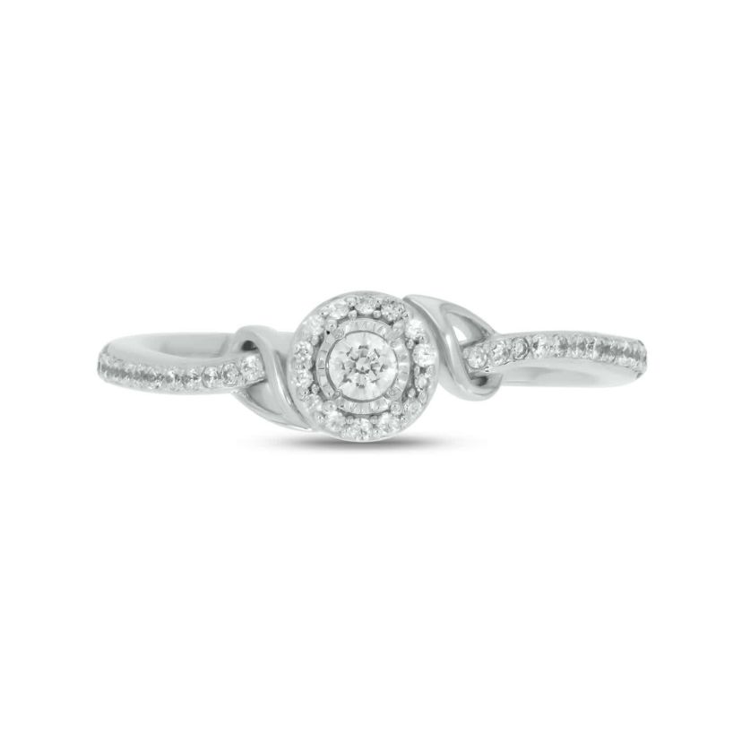 1/5 carat, Diamond Tikli,Single Halo Promise Ring in 14K White Gold
