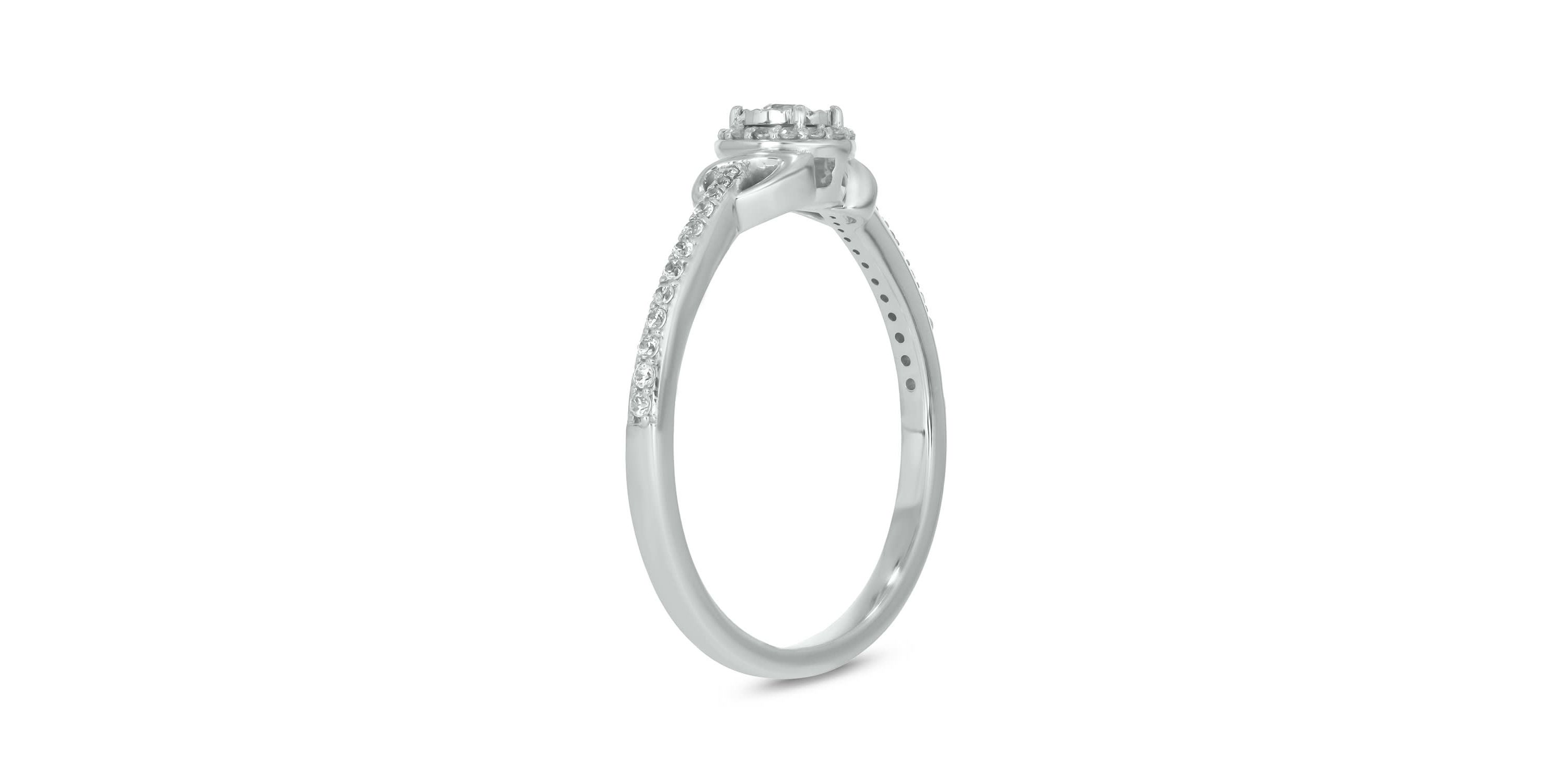 1/5 carat, Diamond Tikli,Single Halo Promise Ring in 14K White Gold