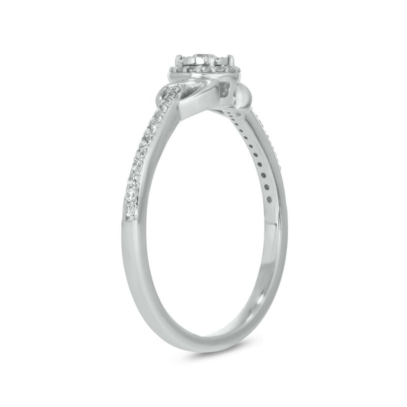 1/5 carat, Diamond Tikli,Single Halo Promise Ring in 14K White Gold